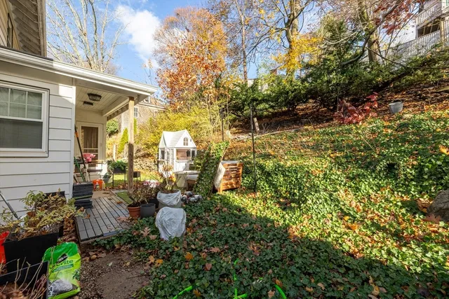 a view of a back yard of the house