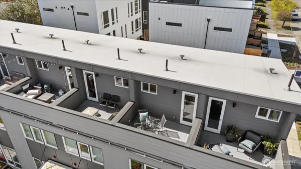 a front view of building with large windows