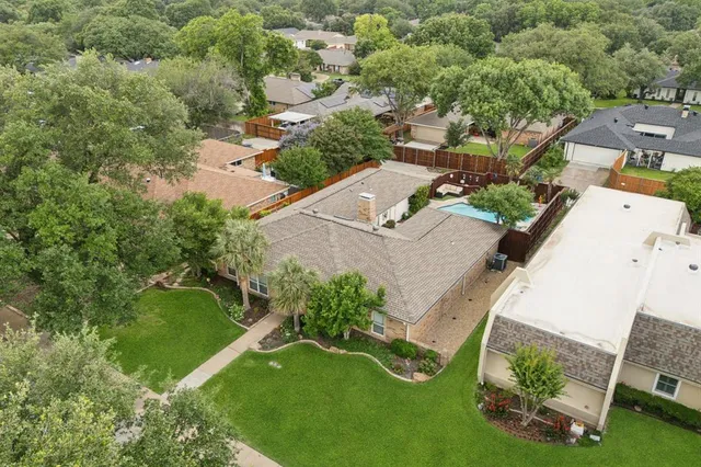 an aerial view of a house