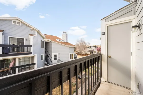 a view of a balcony from a window