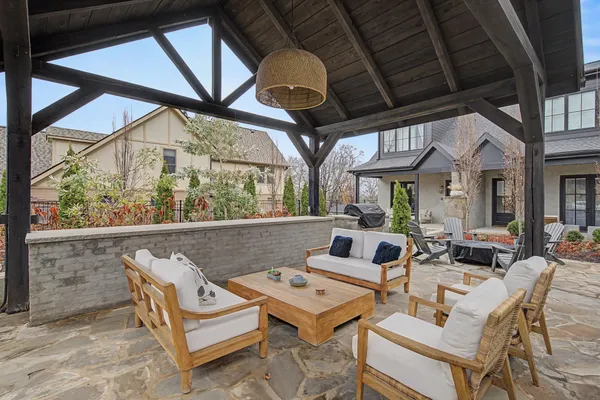 a outdoor living space with furniture