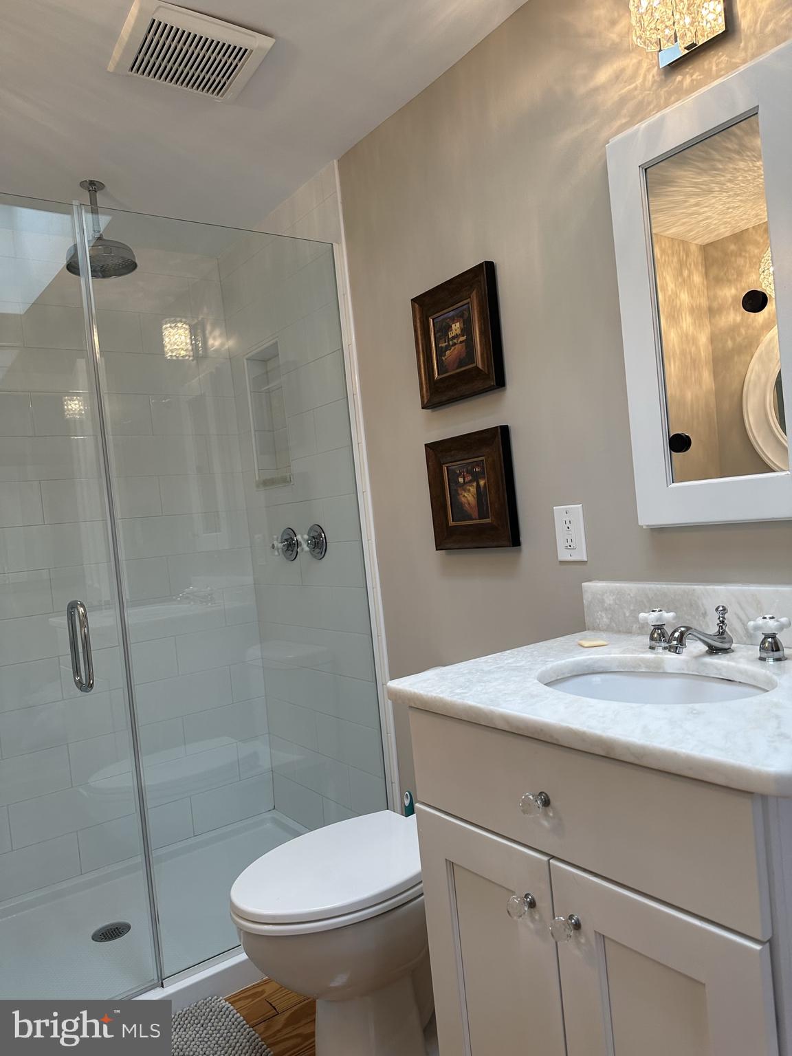 1627 Aliceanna Street Baltimore, MD 21231 - Photo 41 of 60 a bathroom with a sink toilet and shower