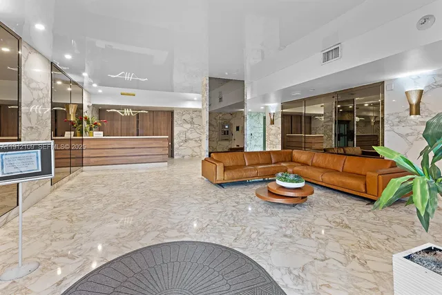 a view of a garden with palm trees