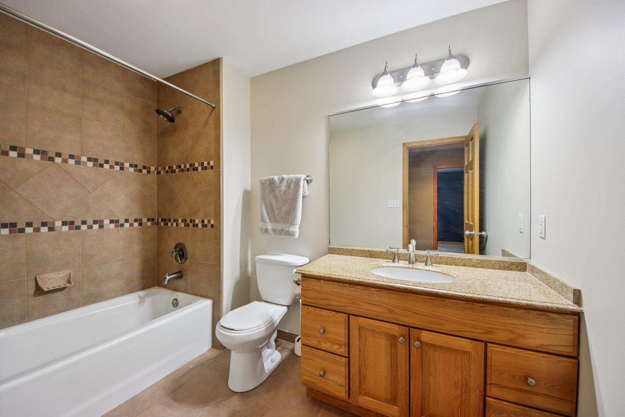 9396 Calumet Street Dyer, IN 46311 - Photo 20 of 43 a bathroom with a tub a sink and a large mirror