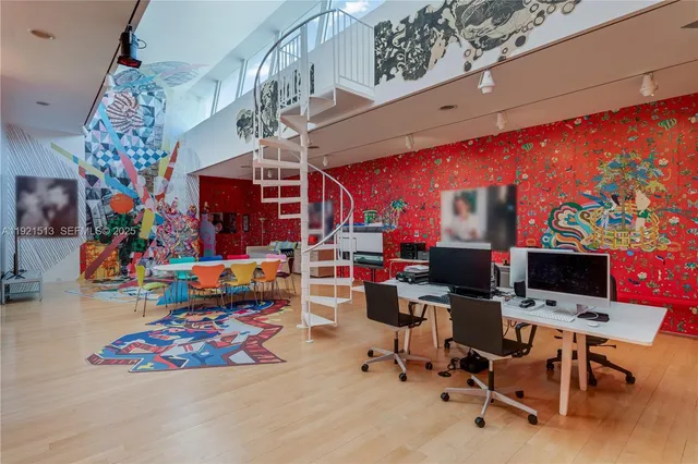 a view of a lake with a city