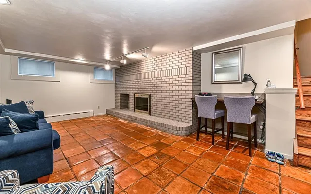 a workspace with furniture and window