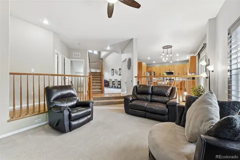 a living room with furniture