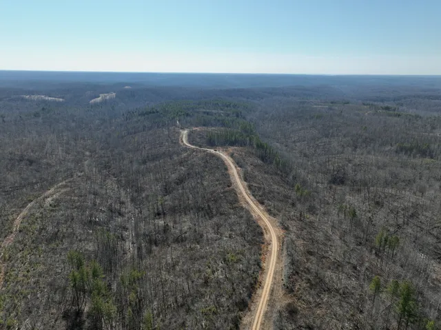 a view of a dry yard with wooden floor and city view