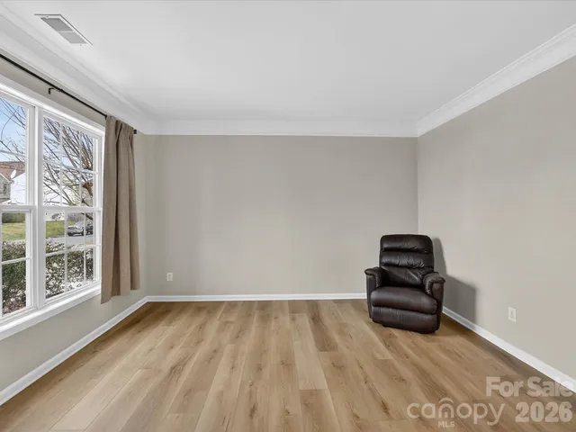 a view of a chandelier in a room