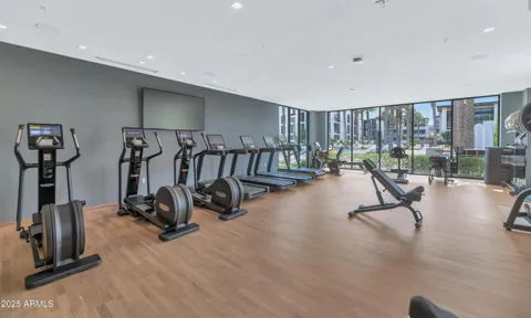 a view of a room with gym equipment