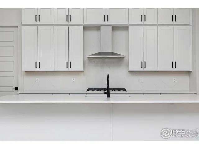 a close view of kitchen cabinets