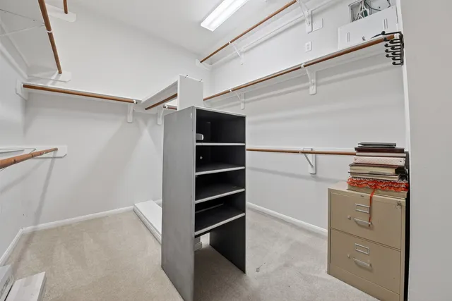 a view of walk in closet with empty racks
