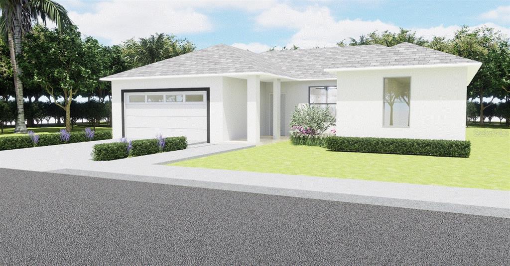 a view of outdoor space yard and garage