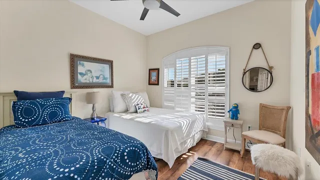 a view of a room with a large window