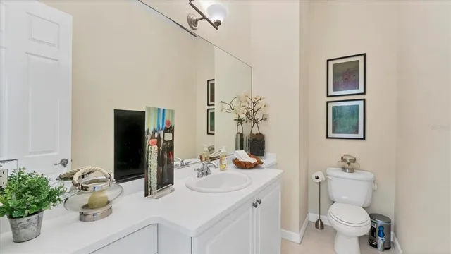 an aerial view of a house with outdoor space