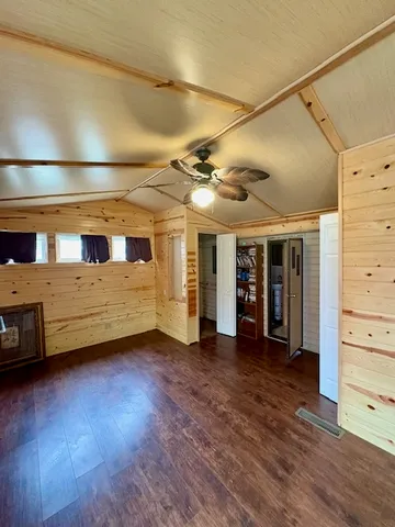 a view of a big room with wooden floor