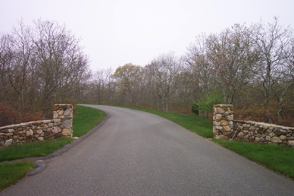 74 Rustling Oaks Road West Tisbury, MA 02568 - Photo 3 of 3 a view of a street with a yard and a fountain