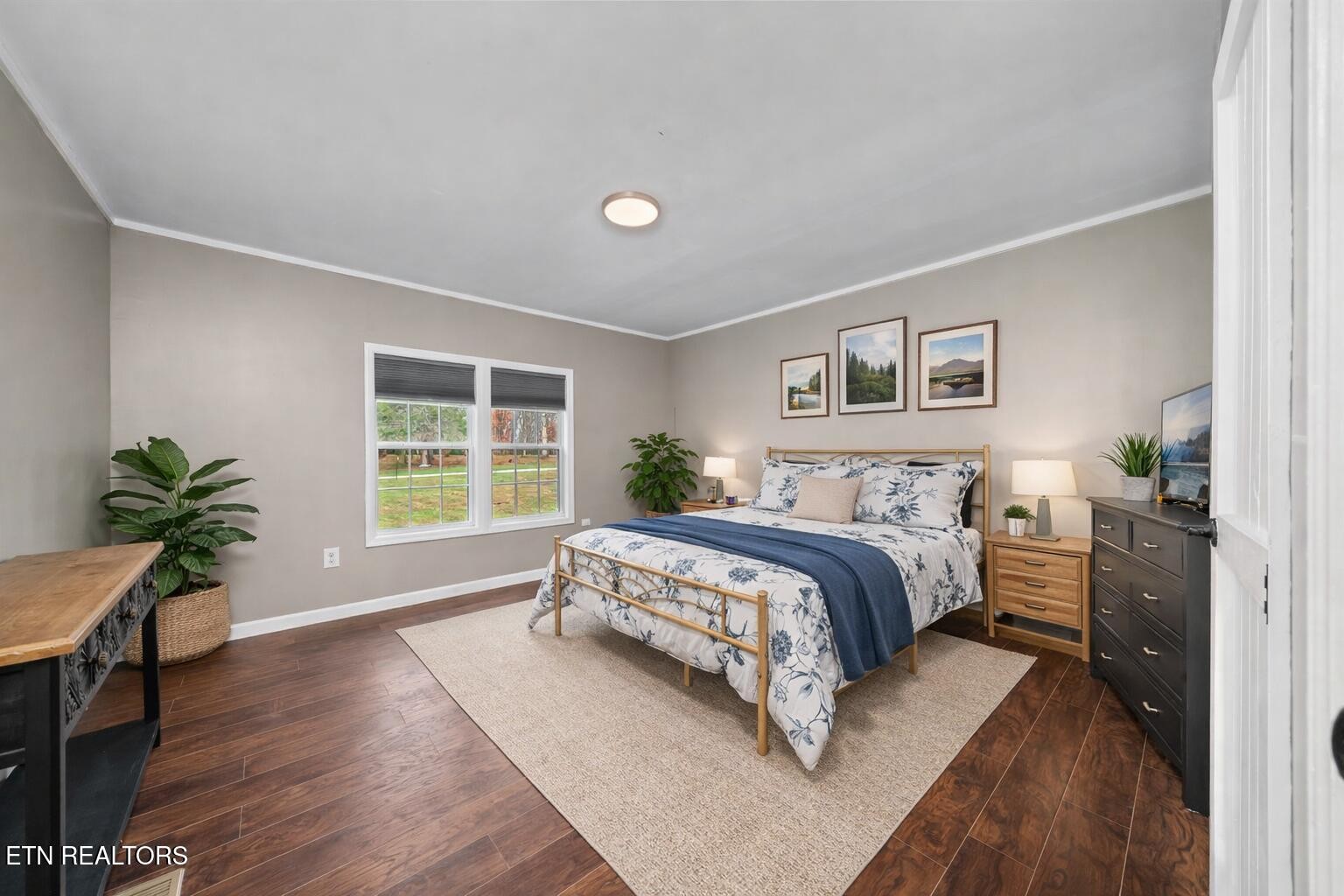 219 North Lowe Road Crossville, TN 38571 - Photo 24 of 34 a spacious bedroom with a large bed and a potted plant