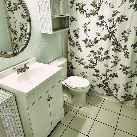 a bathroom with a sink toilet and mirror