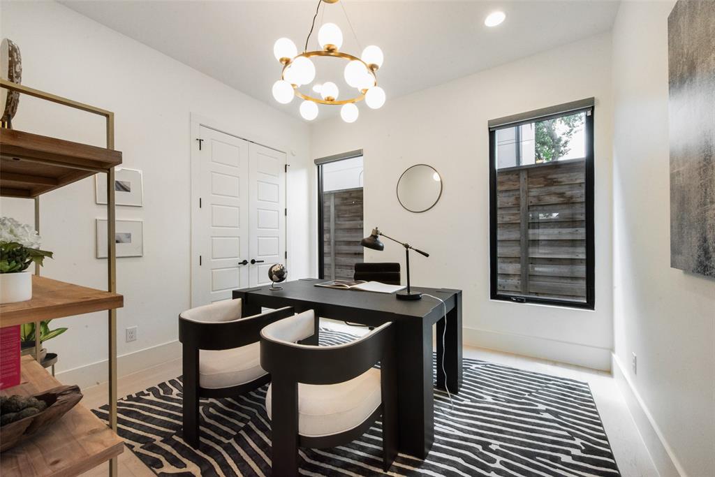 6443 Kenwood Avenue Dallas, TX 75214 - Photo 11 of 21 Home office with a chandelier and recessed lighting