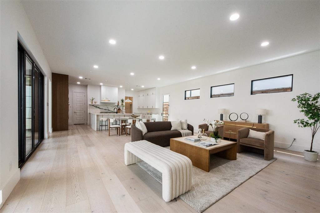 6443 Kenwood Avenue Dallas, TX 75214 - Photo 3 of 21 Living area featuring light wood-style flooring and recessed lighting