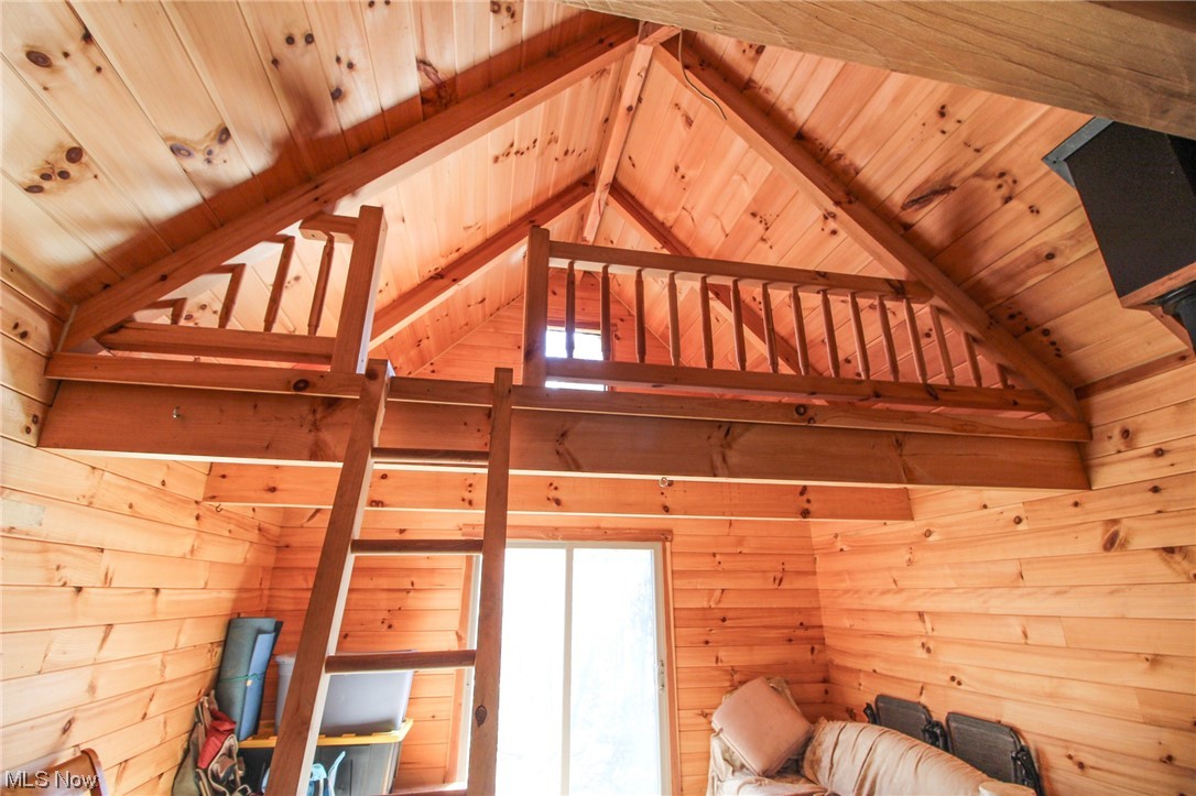 0 Pleasant Ridge Road Graysville, OH 45734 - Photo 13 of 32 Bedroom featuring vaulted ceiling with beams and wooden ceiling