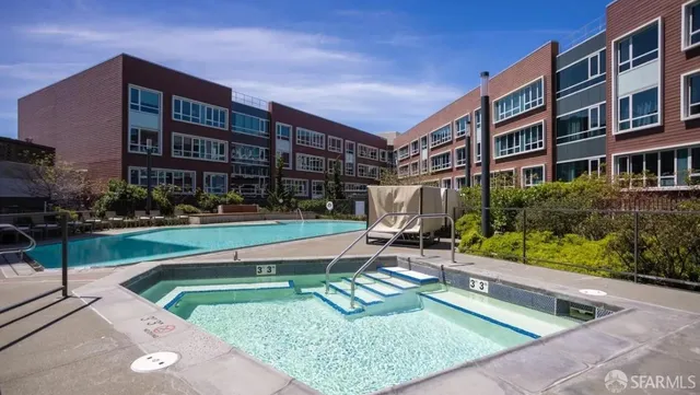 a building view with a garden space