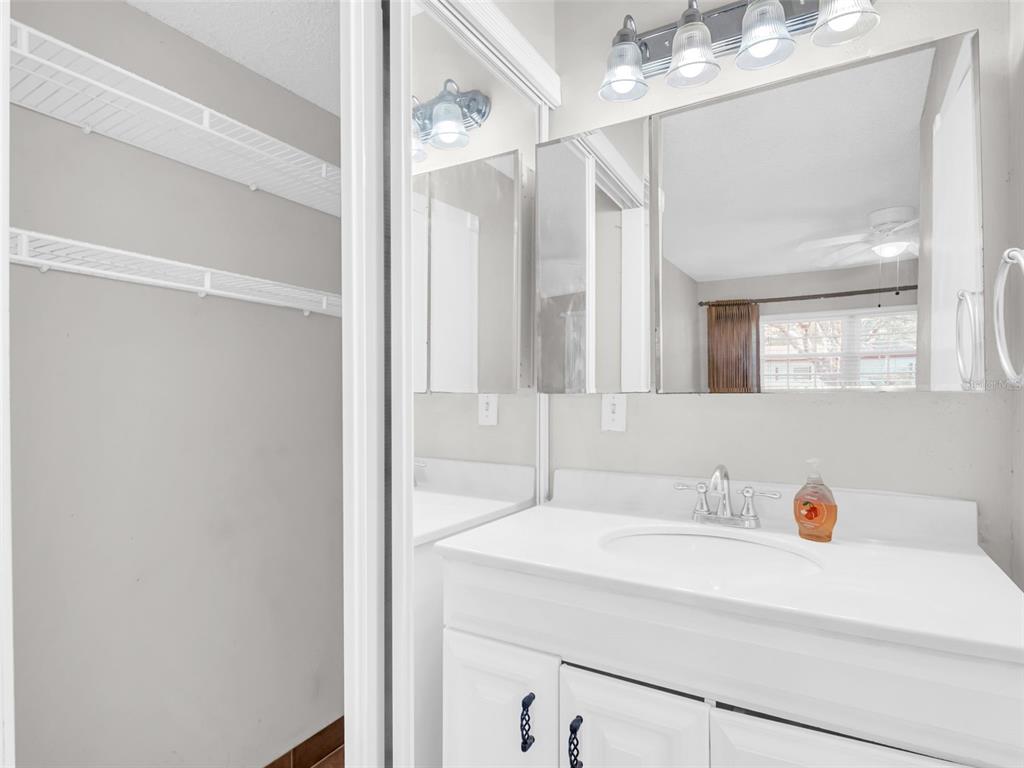3109 Mission Grove Drive, Unit D Palm Harbor, FL 34684 - Photo 19 of 62 a bathroom with a sink and a mirror