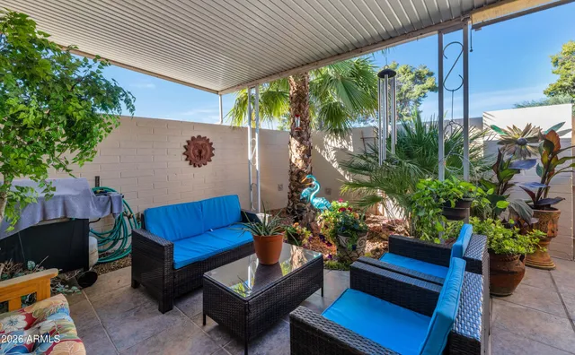 a outdoor living space with furniture