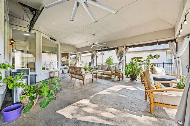 a view of outdoor space with seating area