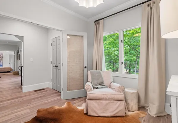 a view of entryway with wooden floor