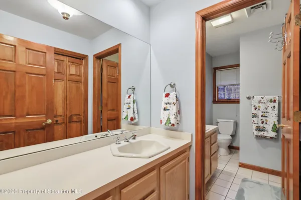 an aerial view of a swimming pool