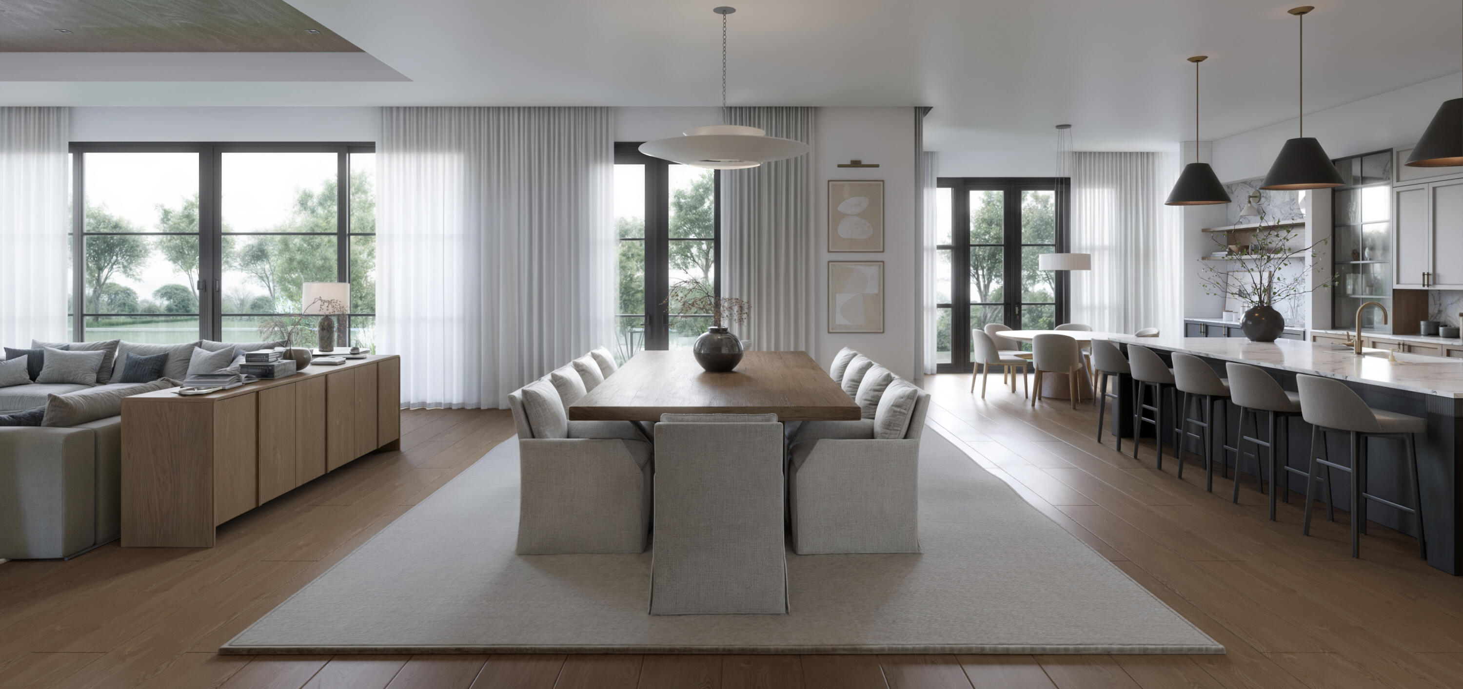 824 Azalea Street Boca Raton, FL 33486 - Photo 21 of 36 a dining room with wooden floor a chandelier a glass table and chairs