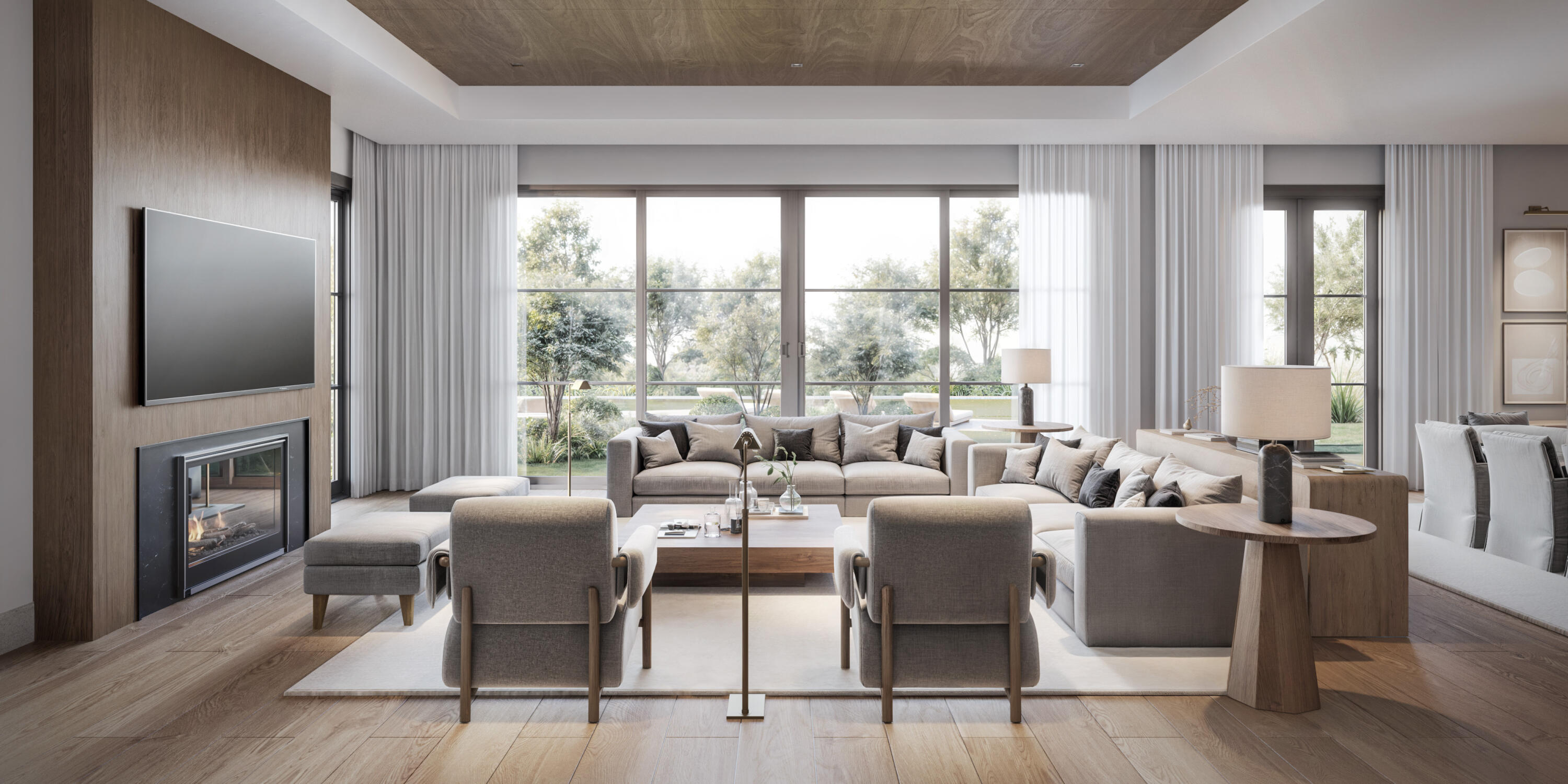 824 Azalea Street Boca Raton, FL 33486 - Photo 22 of 36 a living room with fireplace furniture and a large window