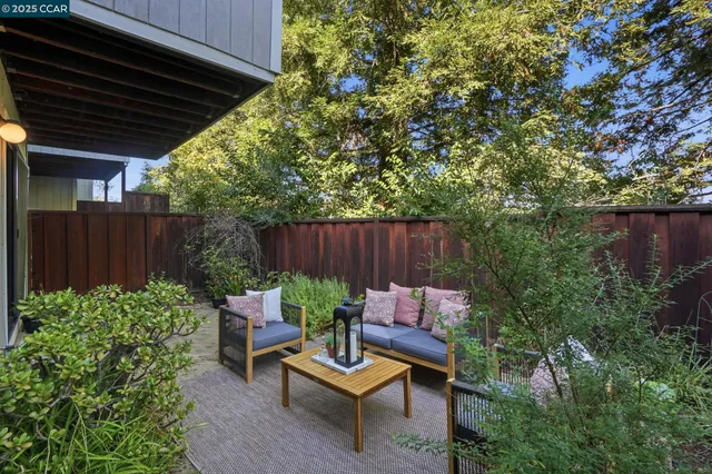 a view of garden with patio