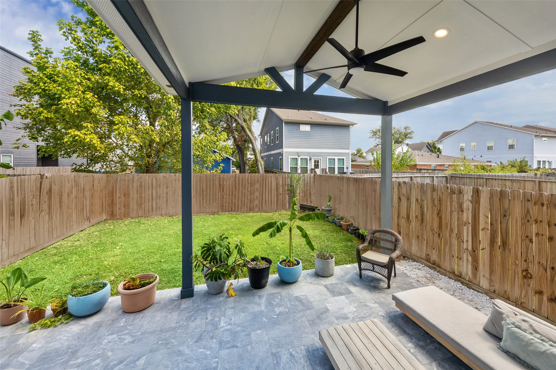 3404 Castor Street Houston, TX 77022 - Photo 24 of 30 a garden view with a seating space