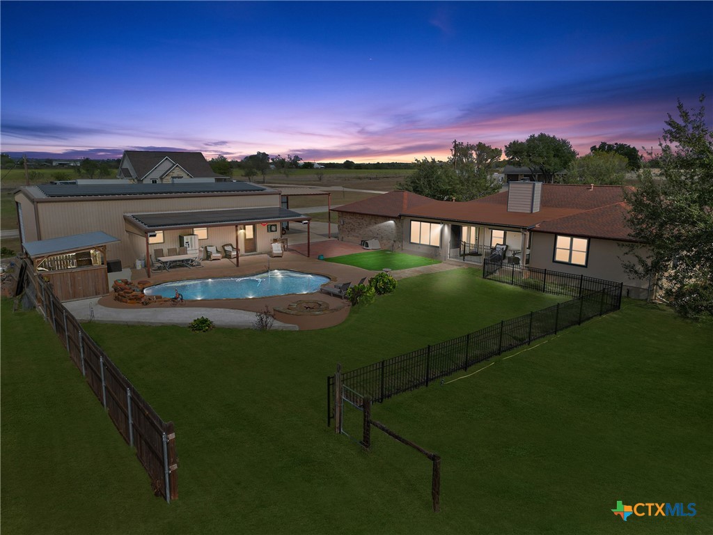 a view of a lake with a city view