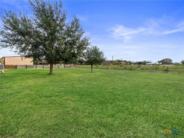 a view of a big yard with large trees