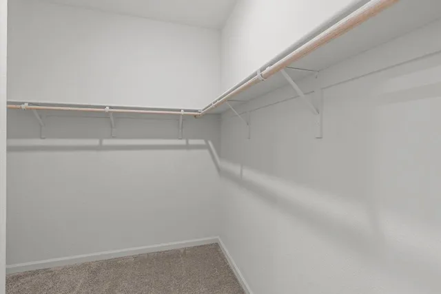 a view of an empty walk in closet