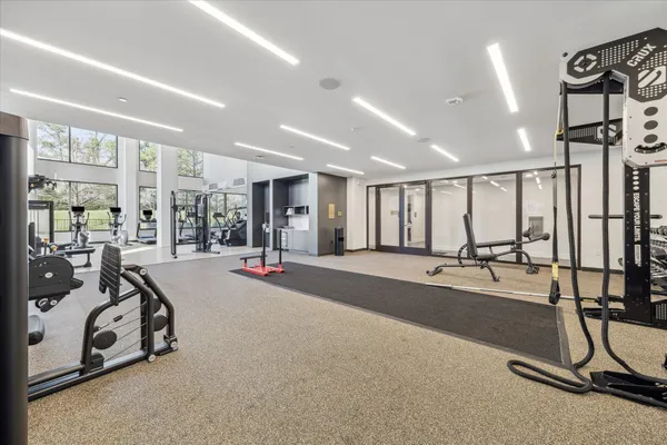 a view of a room with gym equipment