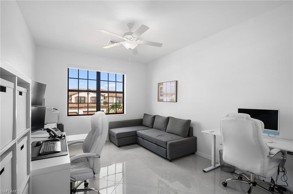 11879 Arboretum Run Drive, Unit 201 Fort Myers, FL 33913 - Photo 30 of 37 Office featuring light tile patterned flooring and a ceiling fan