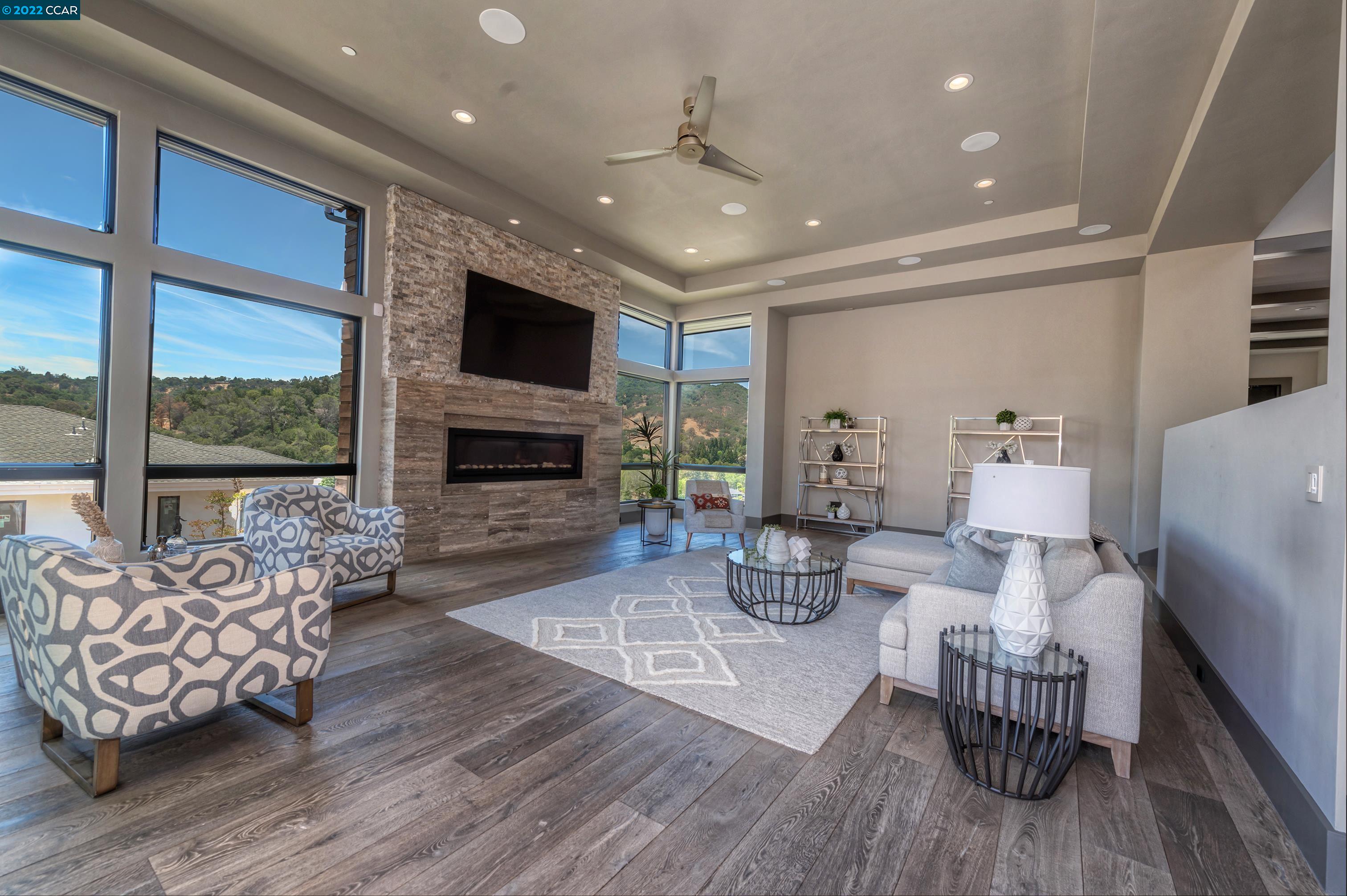 155 Arbor View Lane Lafayette, CA 94549 - Photo 16 of 32 a living room with furniture fireplace and flat screen tv