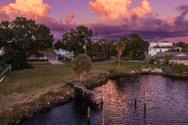 a view of a lake with houses