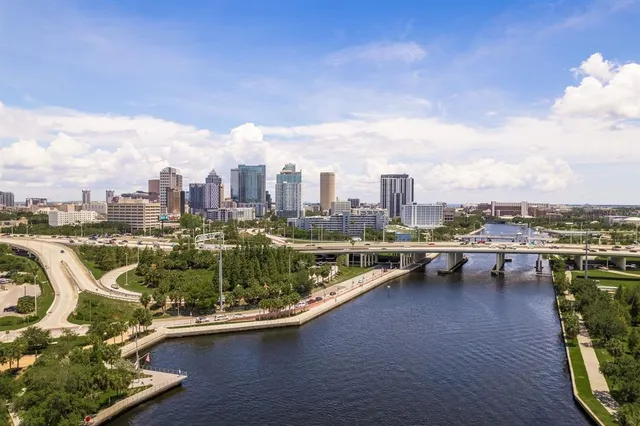 a view of city from terrace with seating space