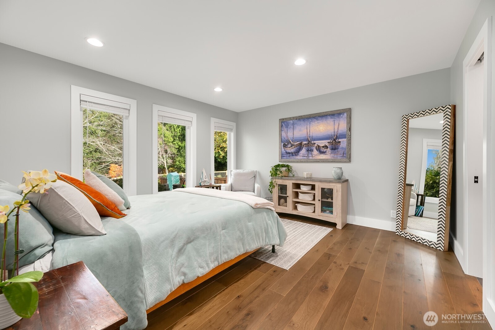 6625 136th Place Southwest Edmonds, WA 98026 - Photo 29 of 40 a bedroom with a bed and a large window