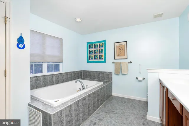 a bathroom with a tub a sink and a shower