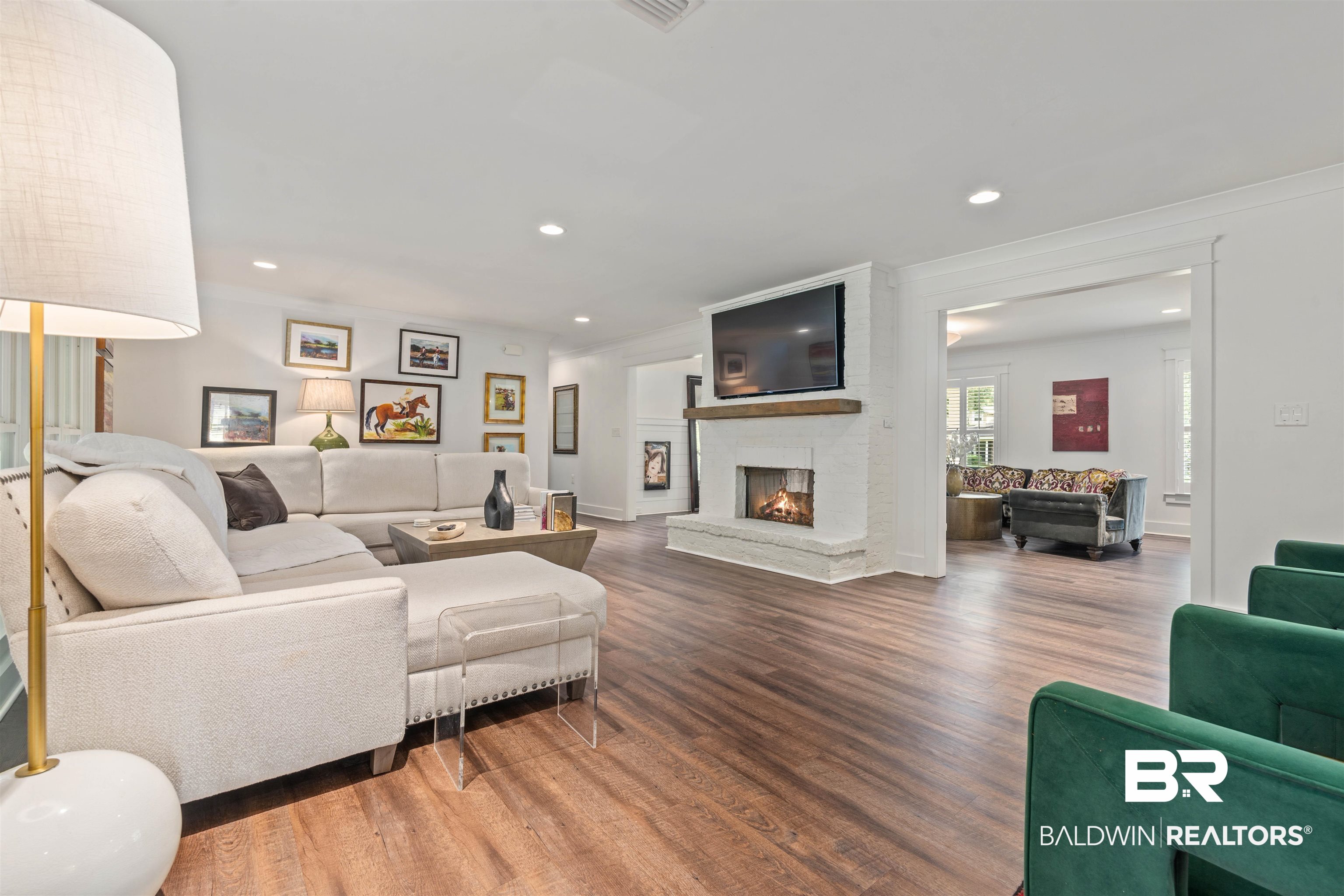 3808 Claridge Road North Mobile, AL 36608 - Photo 6 of 43 Living room featuring a fireplace and hardwood / wood-style floors