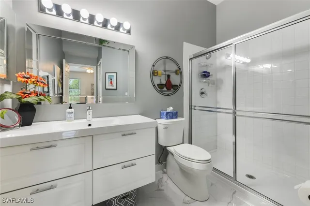 a bathroom with a toilet a sink and a mirror