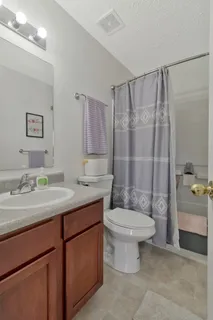 a bathroom with a sink toilet a mirror and shower