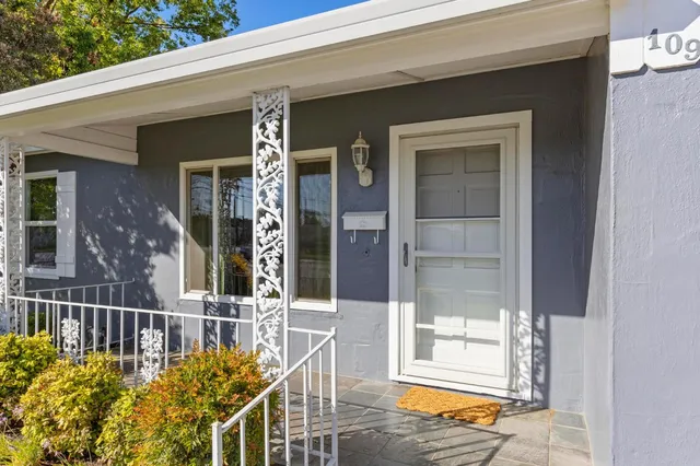 front view of a house with a glass door